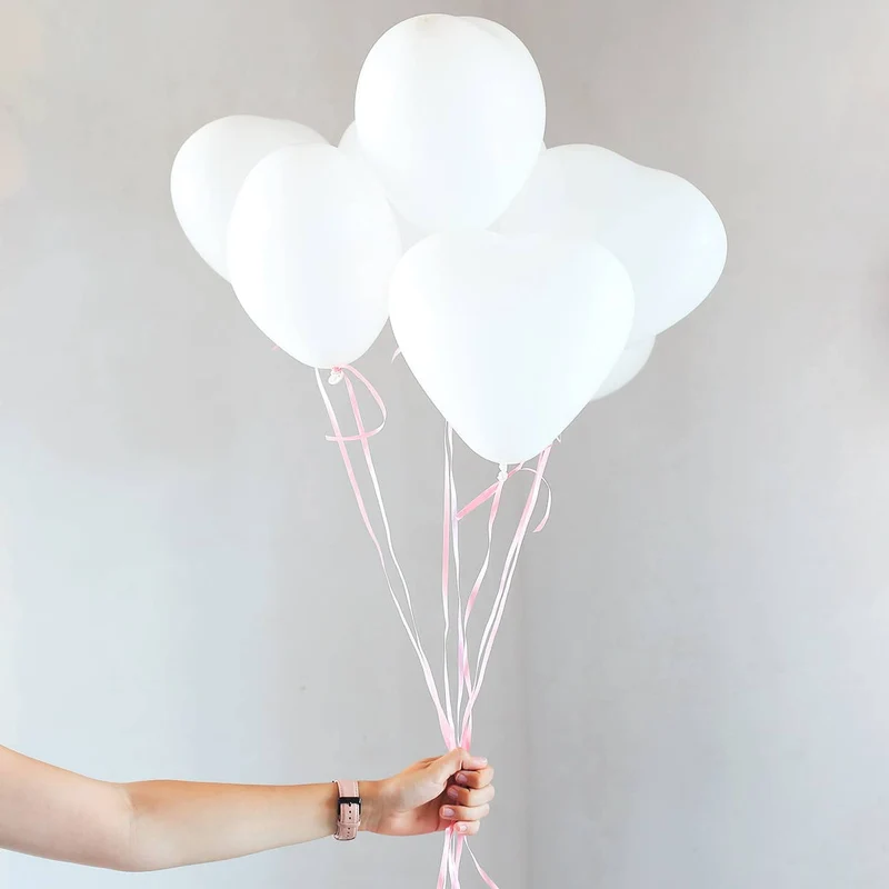 8 Herz-Luftballons in weiß