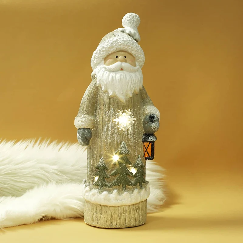 XL Weihnachts-Dekofigur mit Leuchtelementen - Schneemann und Weihnachtsmann