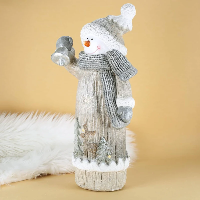 XL Weihnachts-Dekofigur mit Leuchtelementen - Schneemann und Weihnachtsmann