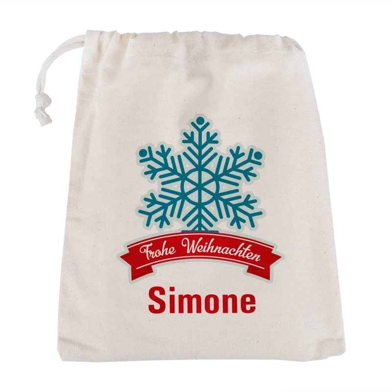 Frohe Weihnachten - kleiner Geschenksack mit Schneekristall