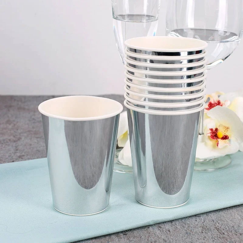 10 Pappbecher in Silber