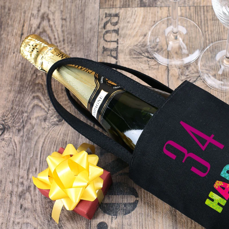 Flaschentasche zum Geburtstag mit Name und Alter