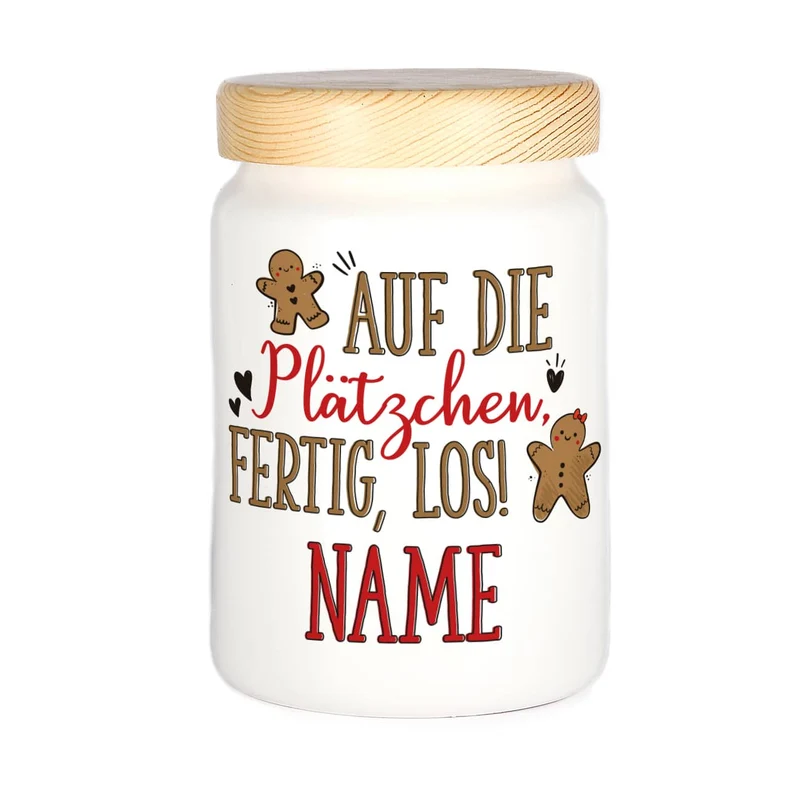 Auf die Plätzchen, fertig, los! - Keksdose mit Ihrem Wunschnamen