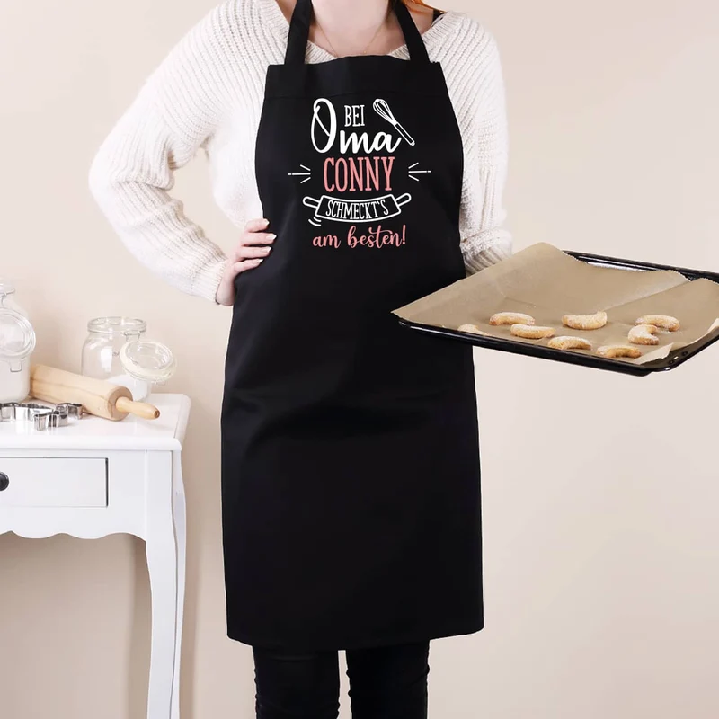 Bei Oma schmeckt's am besten! Schürze mit Namensaufdruck