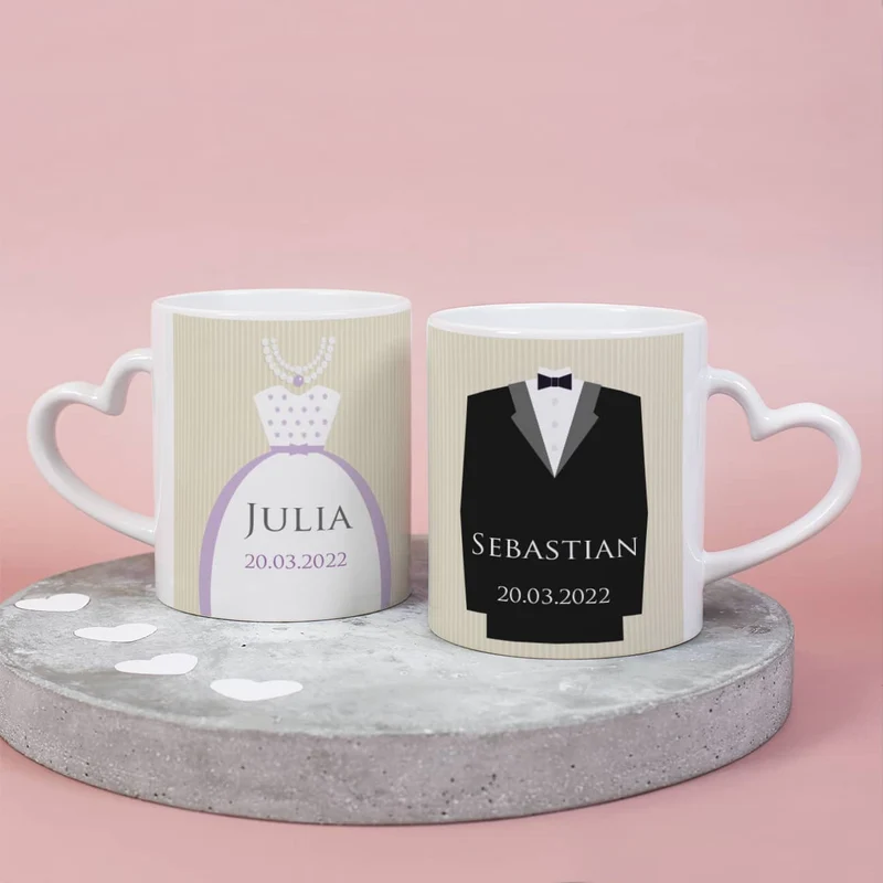 Hochzeitstassen für Braut und Bräutigam