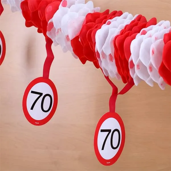 Papiergirlande Verkehrsschild 70