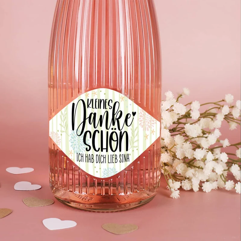Kleines Dankeschön - Fruchtsecco in zwei Sorten mit Ihrem Wunschtext