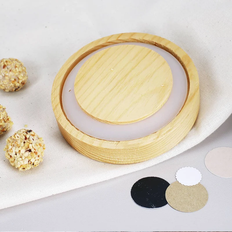 Moderne Keramikdose mit Holzdeckel und Ihrem Wunschaufdruck