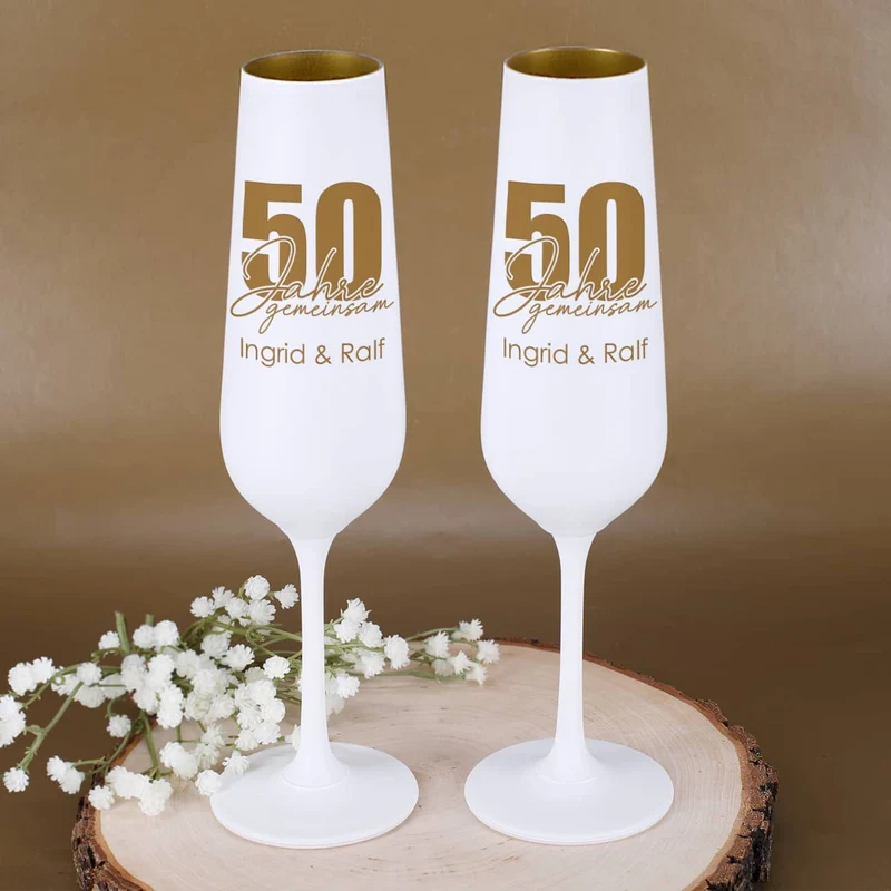 50 Jahre gemeinsam - Edle Sektgläser zur goldenen Hochzeit
