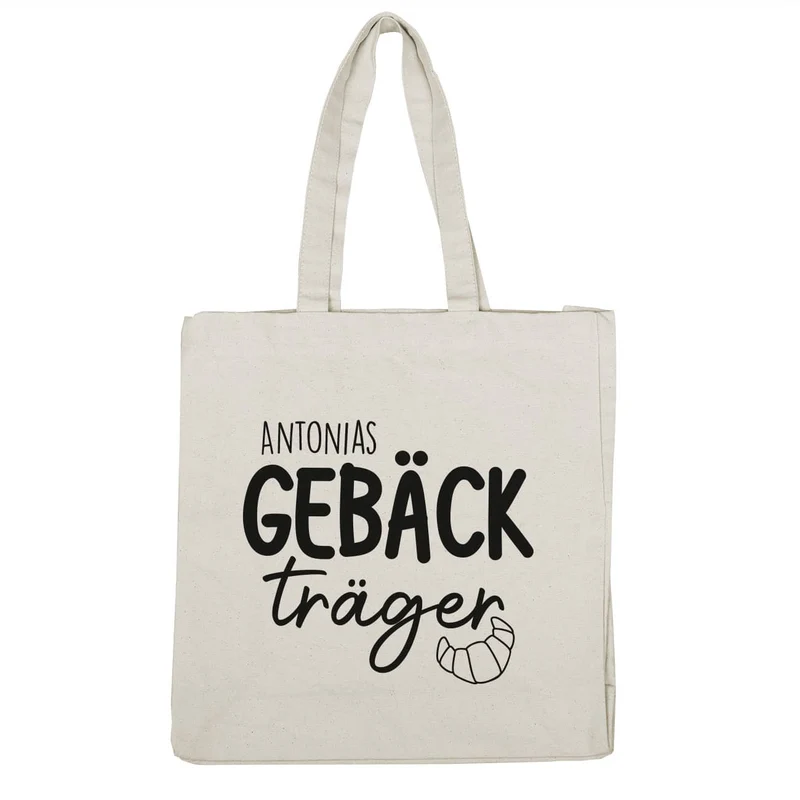 Gebäckträger - geräumige Shoppingtasche mit Namensaufdruck