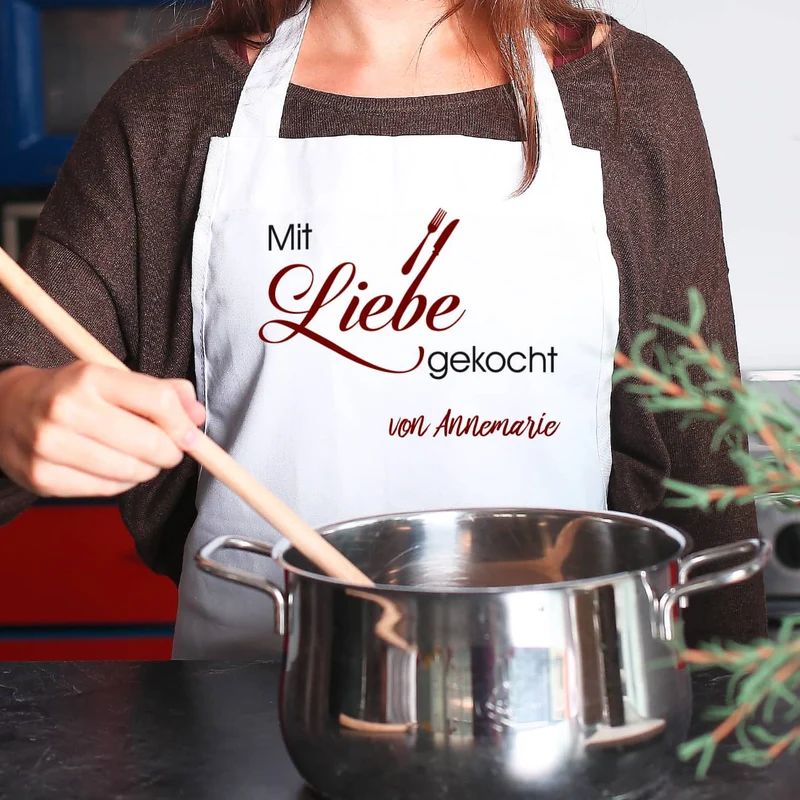 Schürze - Mit Liebe gekocht und Wunschnamen