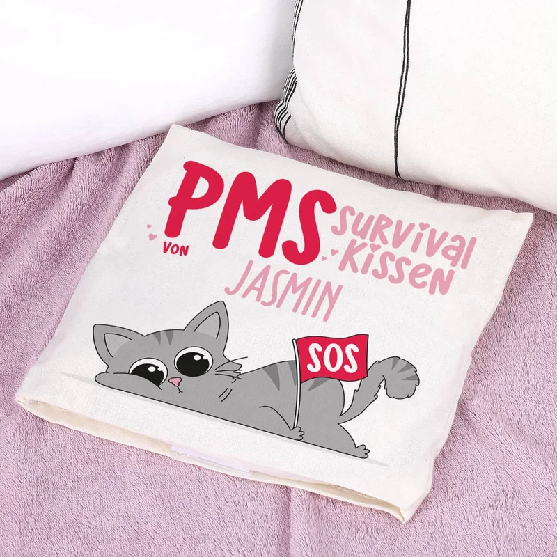 PMS Survival Kirschkernkissen mit Namensaufdruck