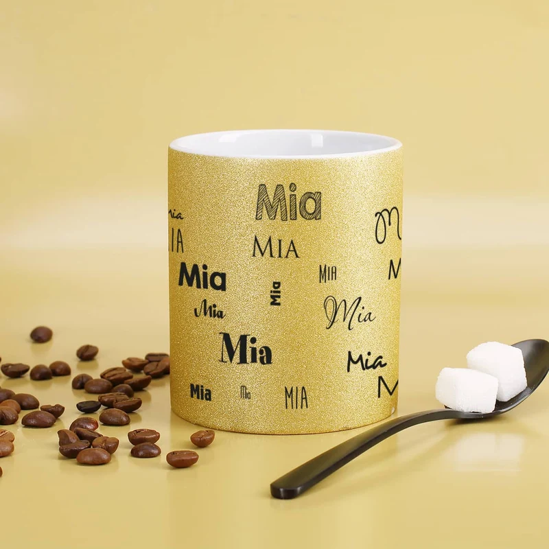 Tasse mit Namensaufdruck in Metallic Pink oder Gold
