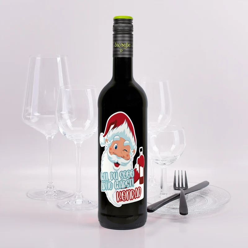 Weil du sooo artig warst! - Weinflasche zu Weihnachten mit Namensaufdruck | Biorebe Wein