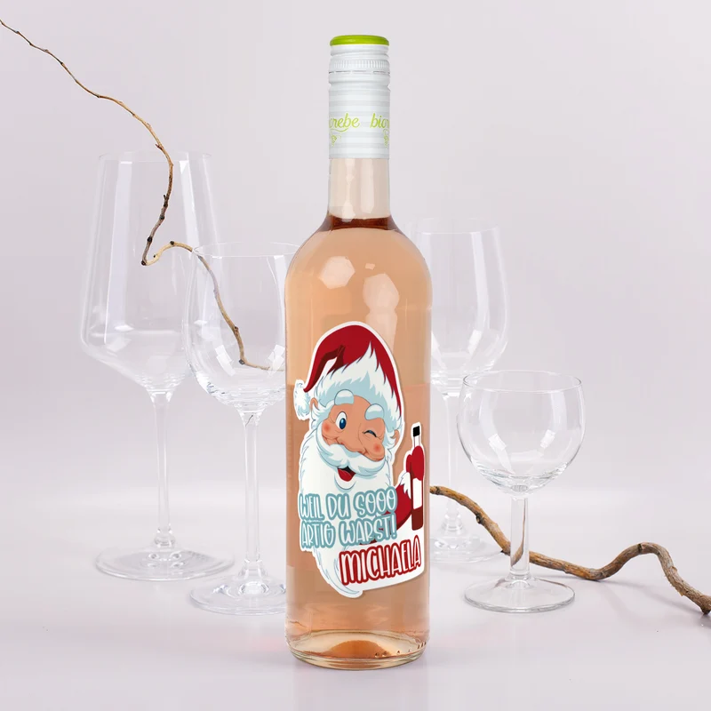 Weil du sooo artig warst! - Weinflasche zu Weihnachten mit Namensaufdruck | Biorebe Wein