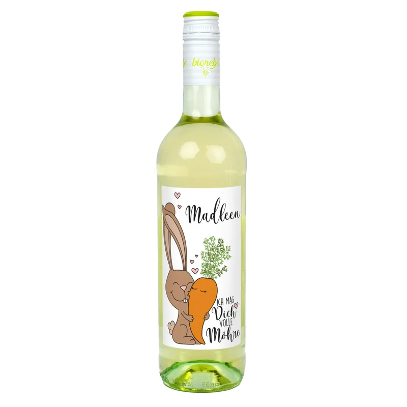 Ich mag Dich volle Möhre! - Biorebe Wein mit Wunschname personalisiert | Geschenk zu Ostern