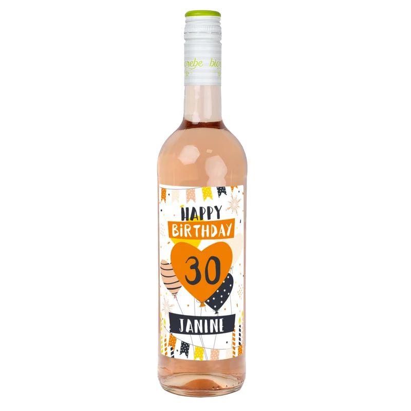 Biorebe Wein als Geschenk zum Geburtstag personalisiert mit Name und Alter