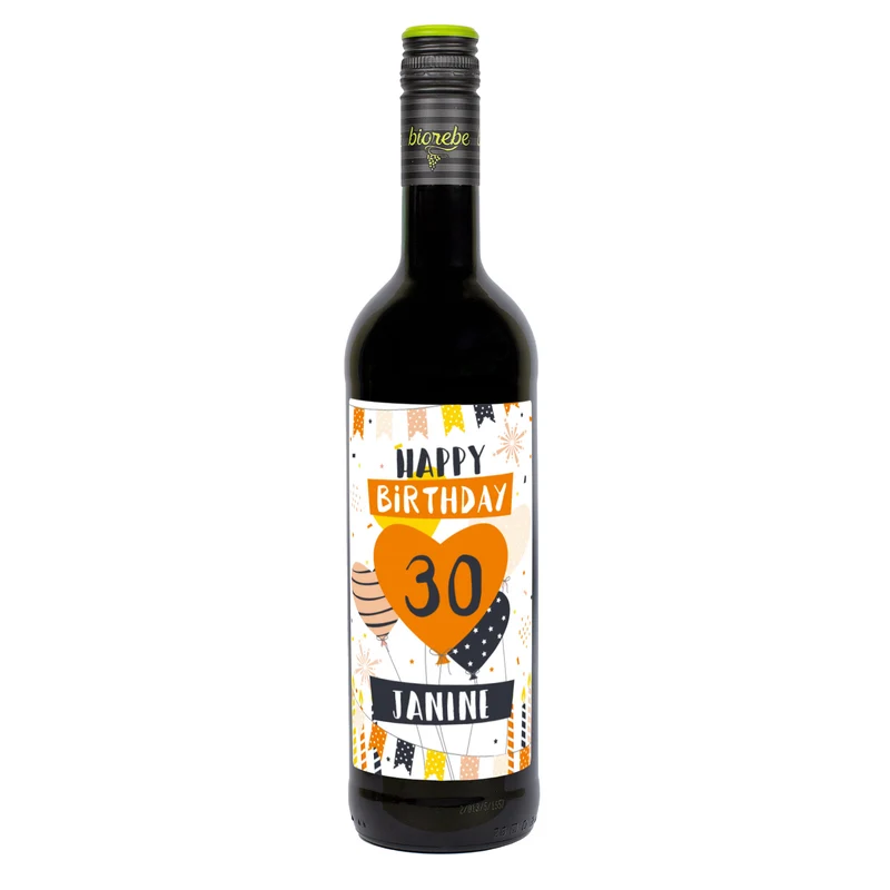 Biorebe Wein als Geschenk zum Geburtstag personalisiert mit Name und Alter