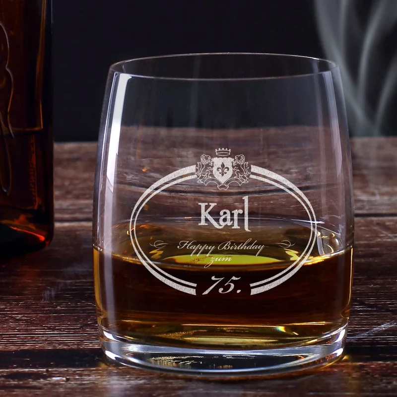 graviertes Whiskyglas Happy Birthday mit Name und Alter