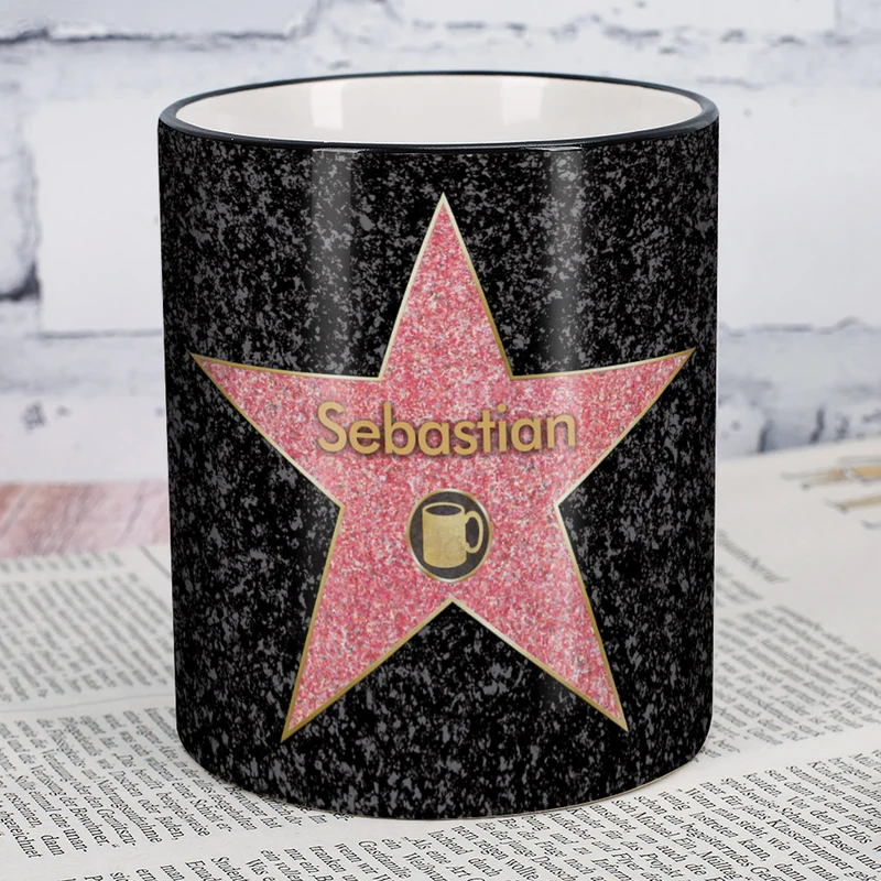 Kaffee-Tasse Walk of Fame mit Stern und Wunschnamen