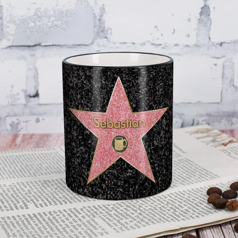 Kaffee-Tasse Walk of Fame mit Stern und Wunschnamen