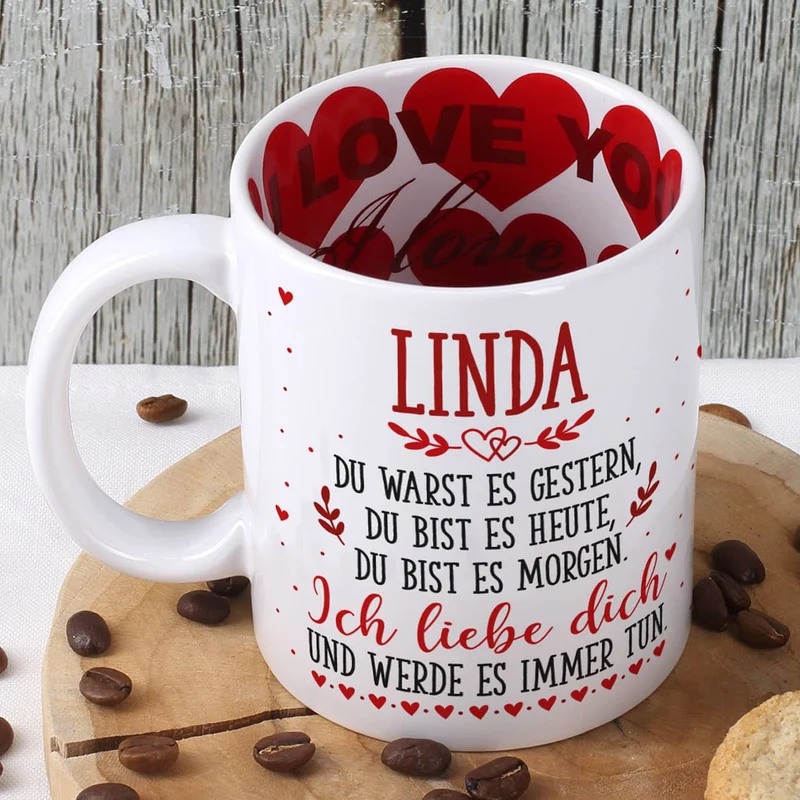 Ich liebe dich für immer - Tasse zum Valentinstag mit Namensaufdruck