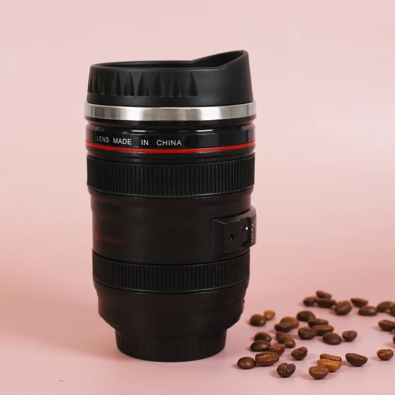 Becher - Kameraobjektiv mit Edelstahleinsatz 350 ml