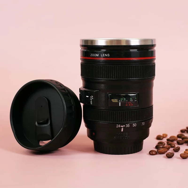 Becher - Kameraobjektiv mit Edelstahleinsatz 350 ml