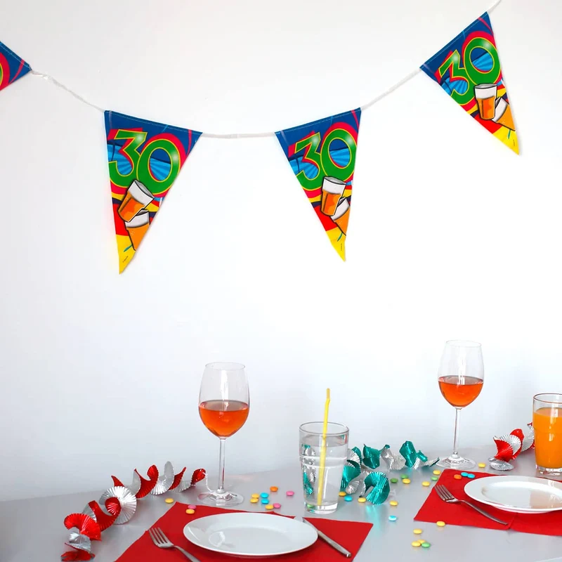 Bunte Wimpelkette zum 30. Geburtstag