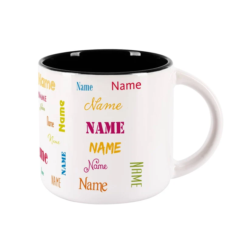 Großer Kaffeepott mit Ihrem Namen in verschiedenen Schriftarten