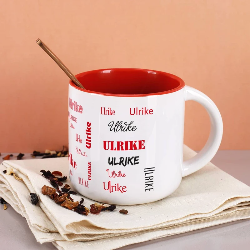Großer Kaffeepott mit Ihrem Namen in verschiedenen Schriftarten