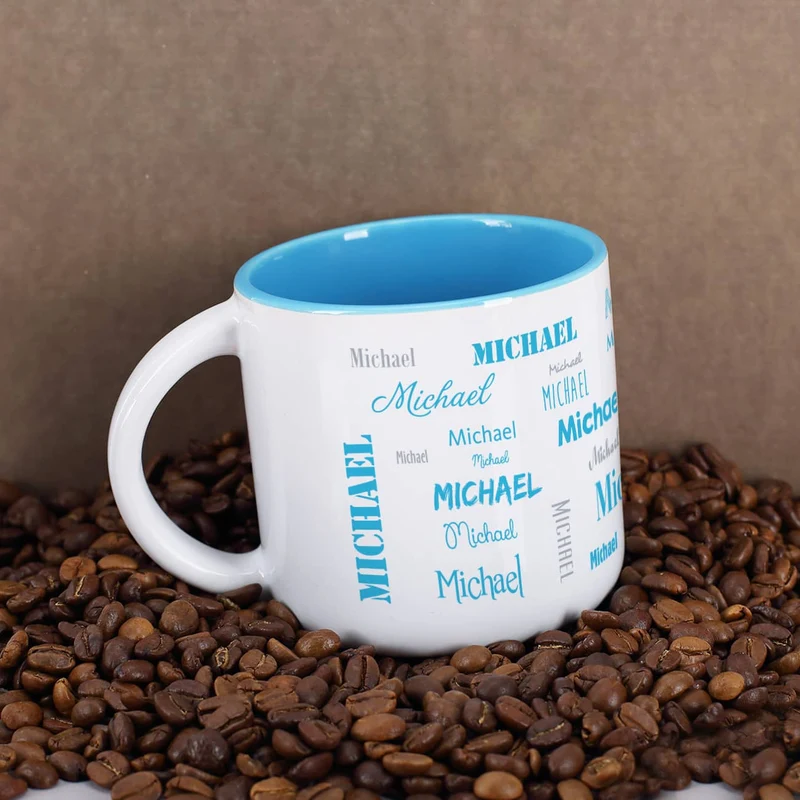 Großer Kaffeepott mit Ihrem Namen in verschiedenen Schriftarten