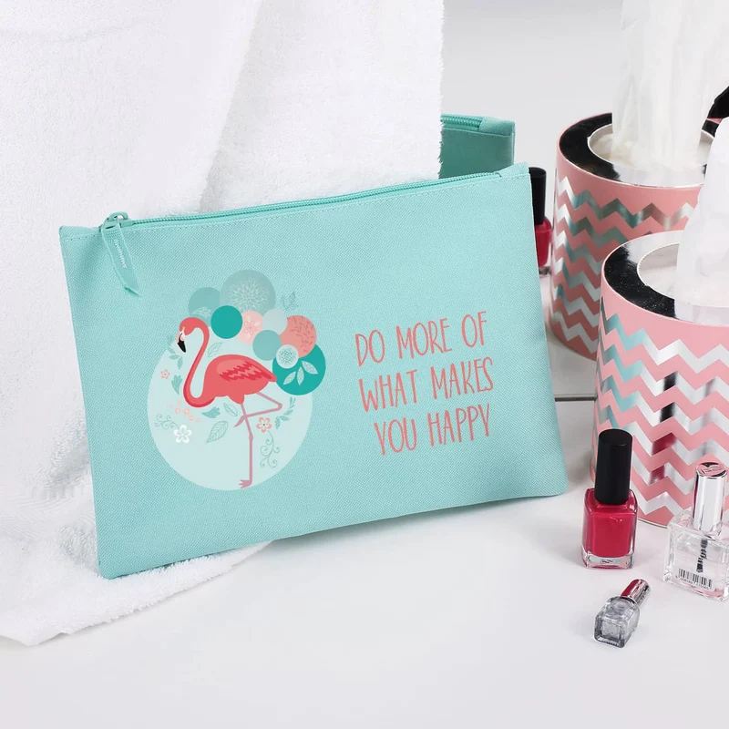 Kosmetiktasche mit Flamingo und Wunschtext