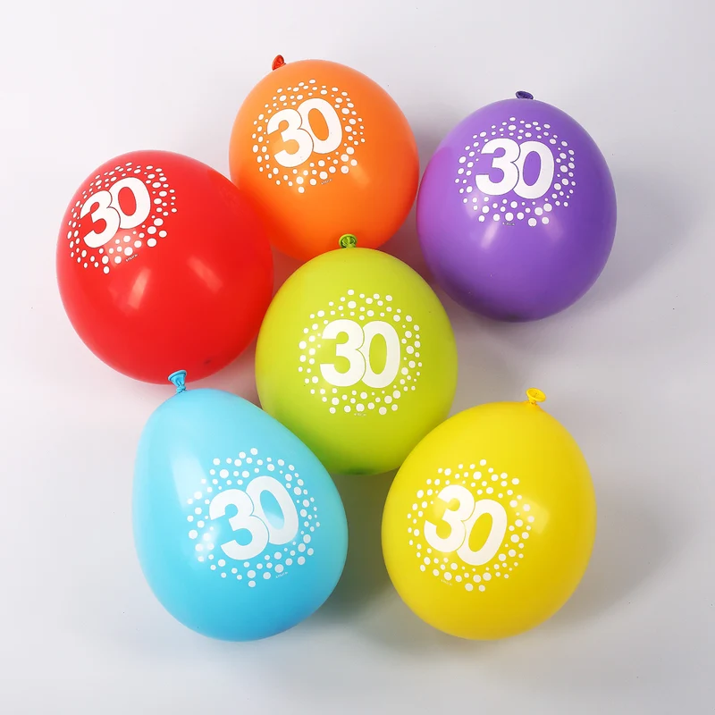 8 Luftballons zum 30. Geburtstag mit Punkten - bunt gemischt