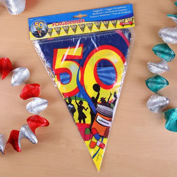 Bunte Wimpelkette zum 50. Geburtstag