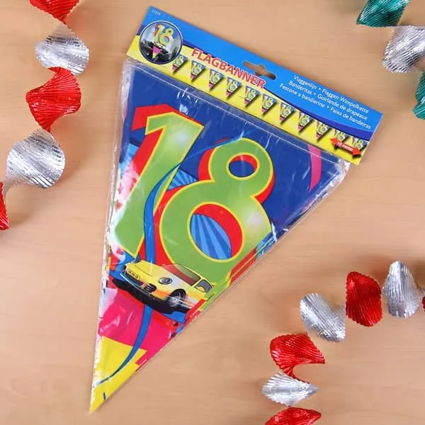 Bunte Wimpelkette zum 18. Geburtstag