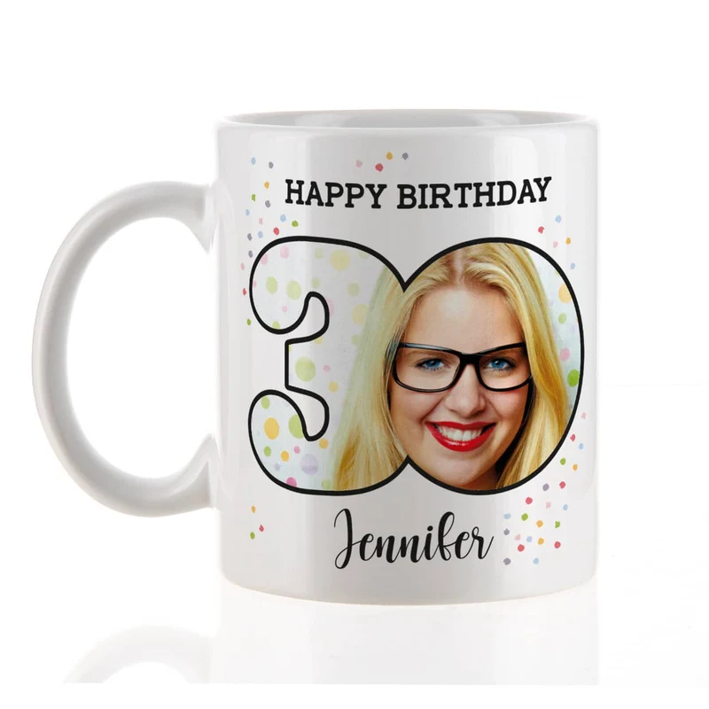 Happy Birthday - Fototasse zum 30. Geburtstag mit Name