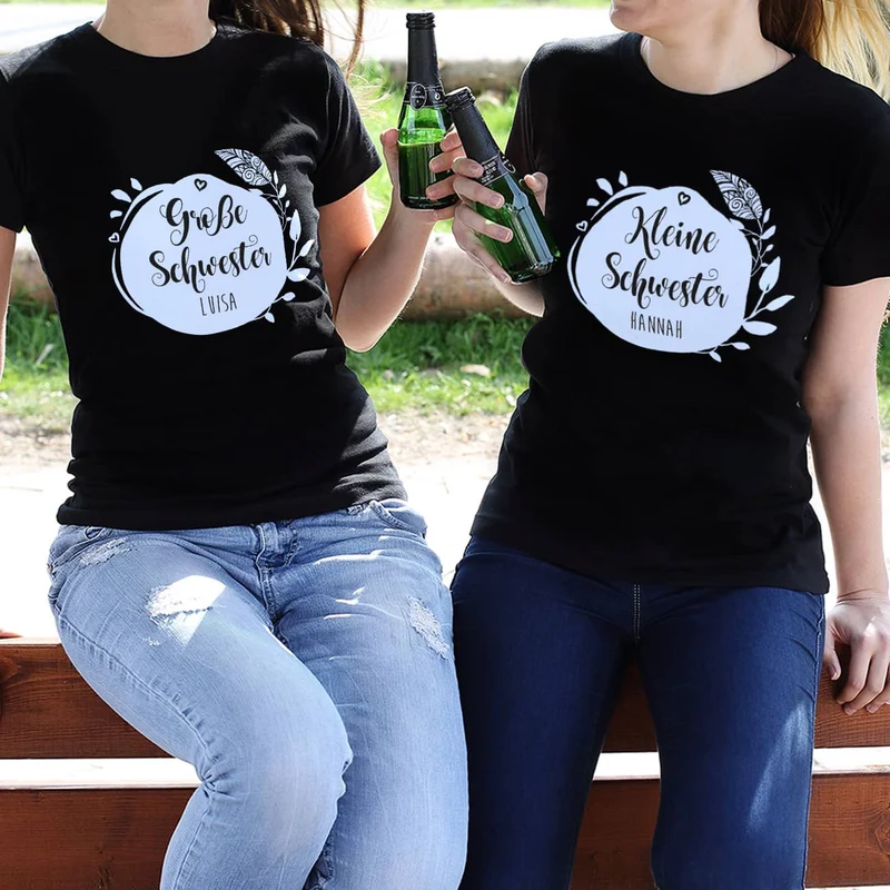 Schwestern T-Shirt für kleine, mittlere und große Schwestern