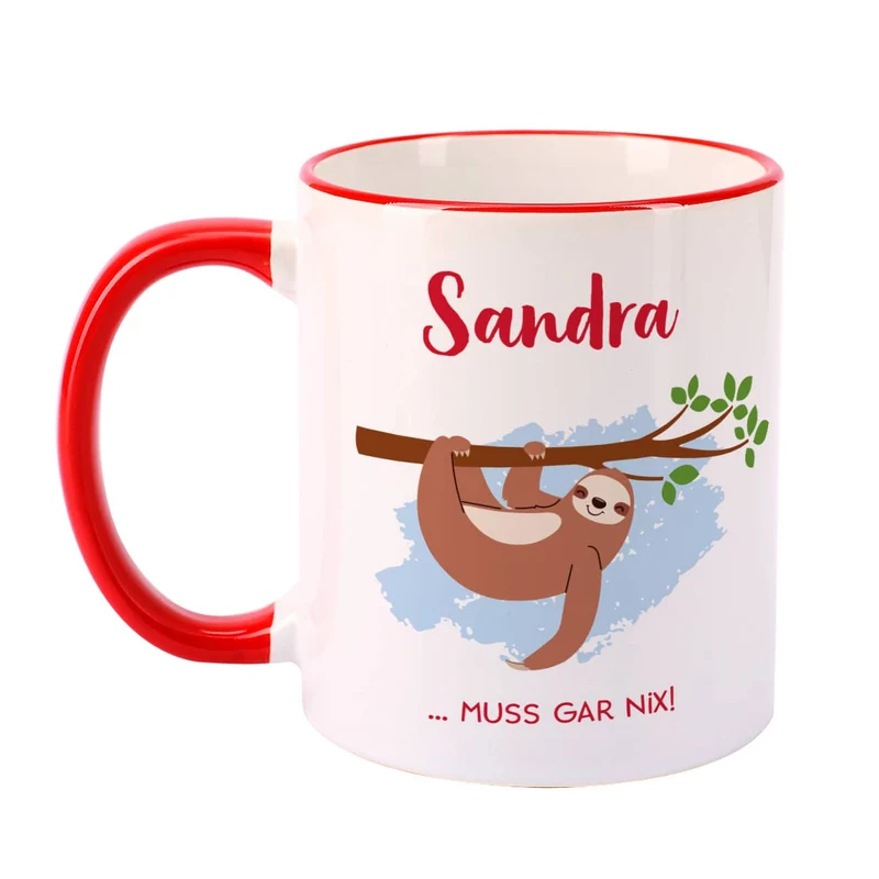 Tasse mit Faultier und Name - muss gar nix!