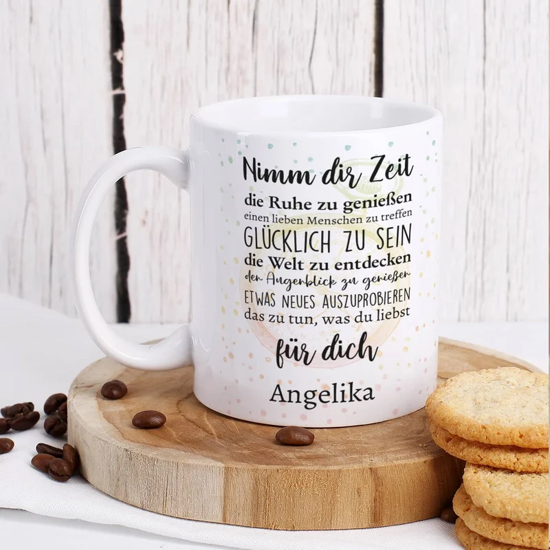 Tasse zur Rente - Nimm dir Zeit - mit Wunschtext