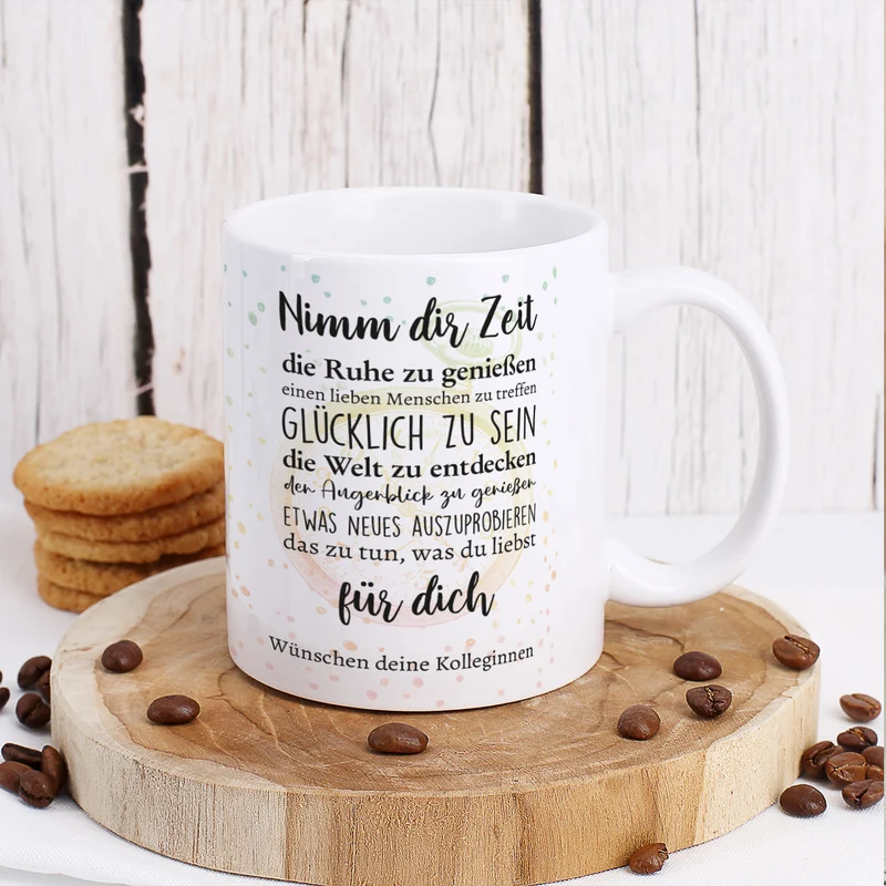 Tasse zur Rente - Nimm dir Zeit - mit Wunschtext