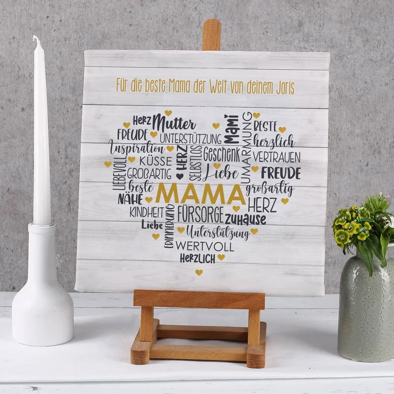 Mama - Leinwand mit Herz & Wunschtext 30x30cm