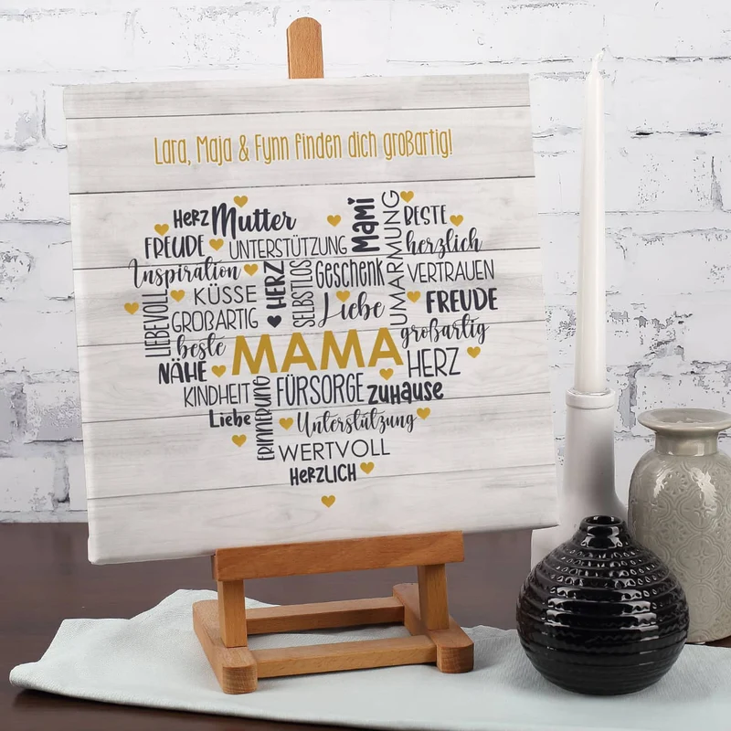 Mama - Leinwand mit Herz & Wunschtext 30x30cm