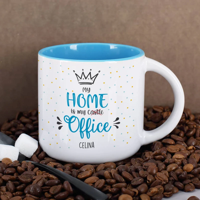 My home is my office - große Tasse mit Name