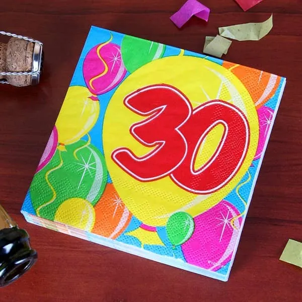 Geburtstagsservietten Ballon zum 30.