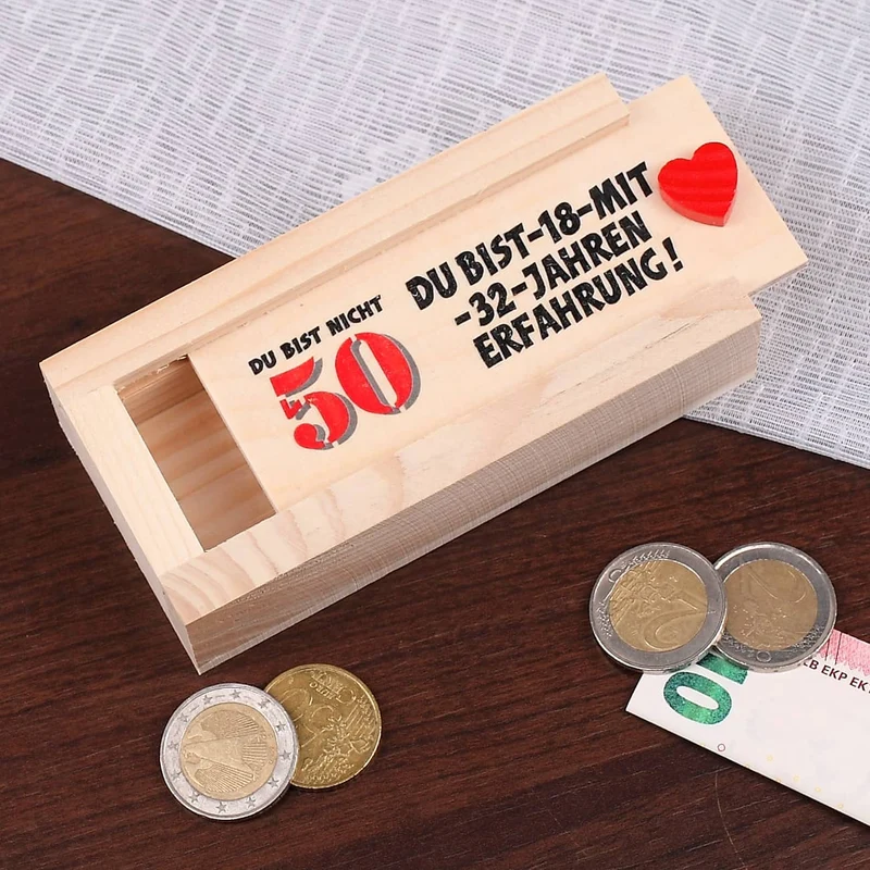 Lustiges Kästchen als Geldgeschenk zum 50.