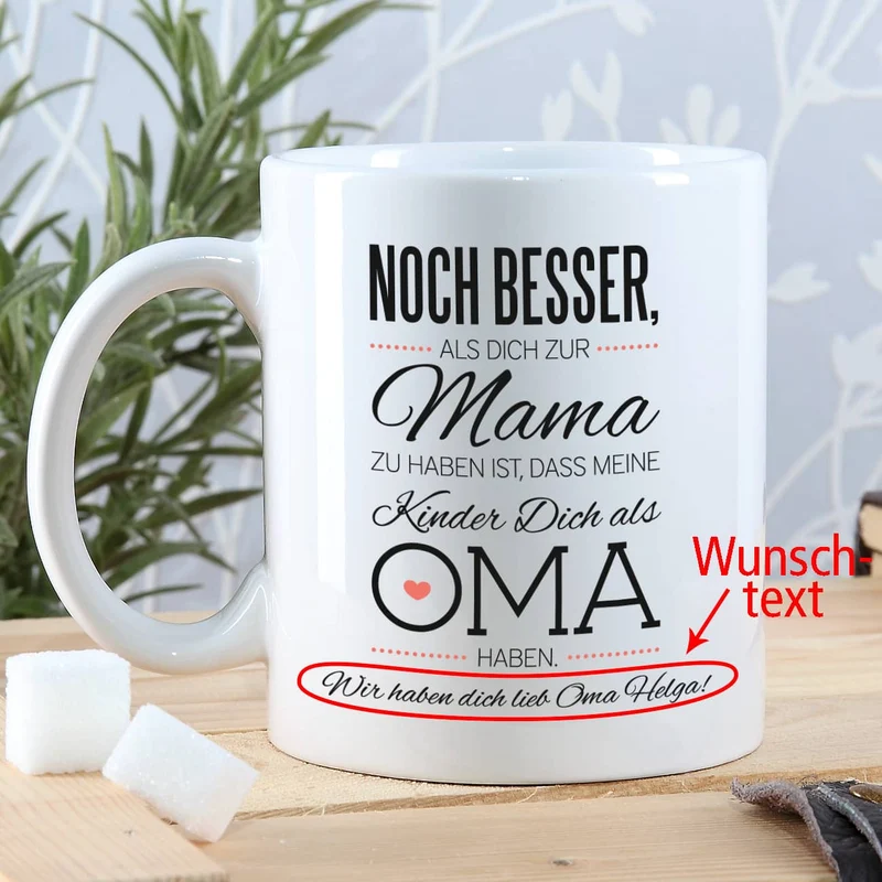 Tasse für die beste Oma mit Spruch und Wunschtext