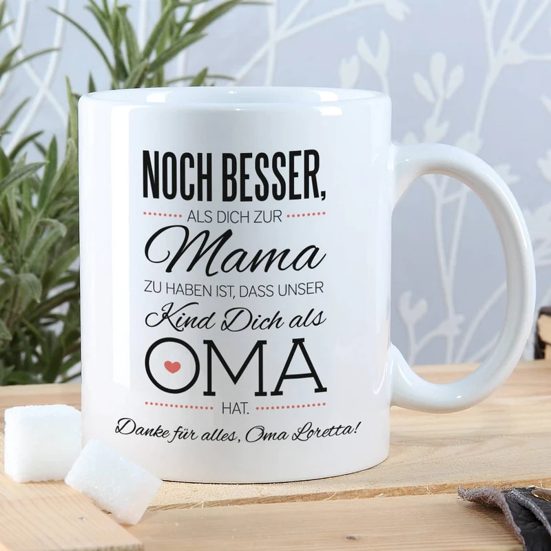 Tasse für die beste Oma mit Spruch und Wunschtext