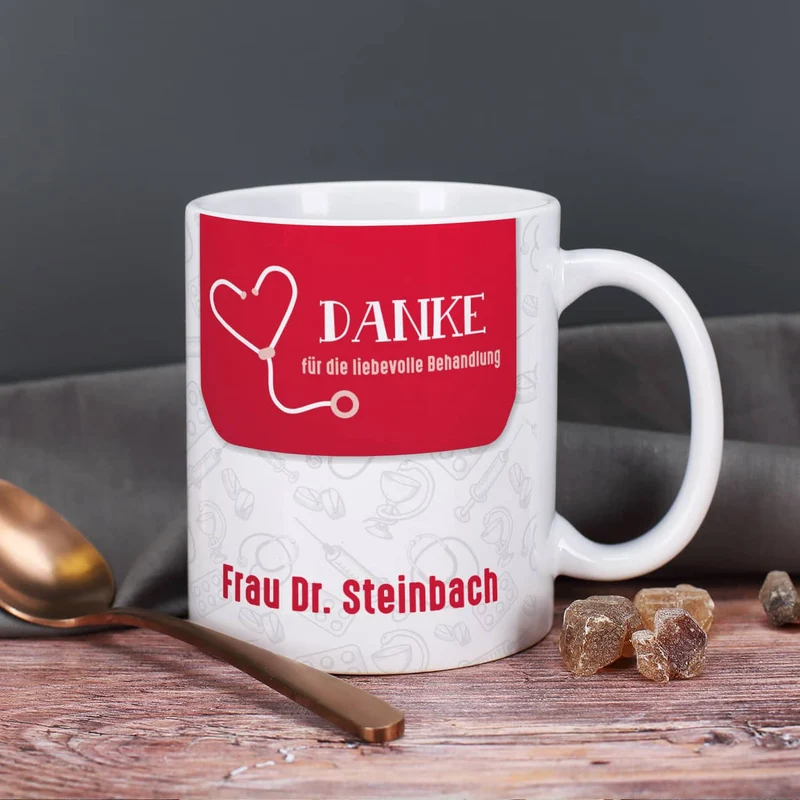 Tasse für Ärzte, Pflegepersonal und Praxisteams - Danke für die liebevolle Behandlung