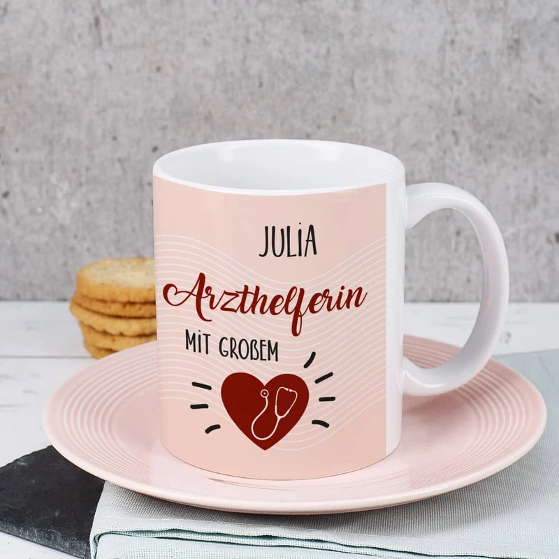 Tasse für eine Arzthelferin mit großem Herz - als Dankeschön